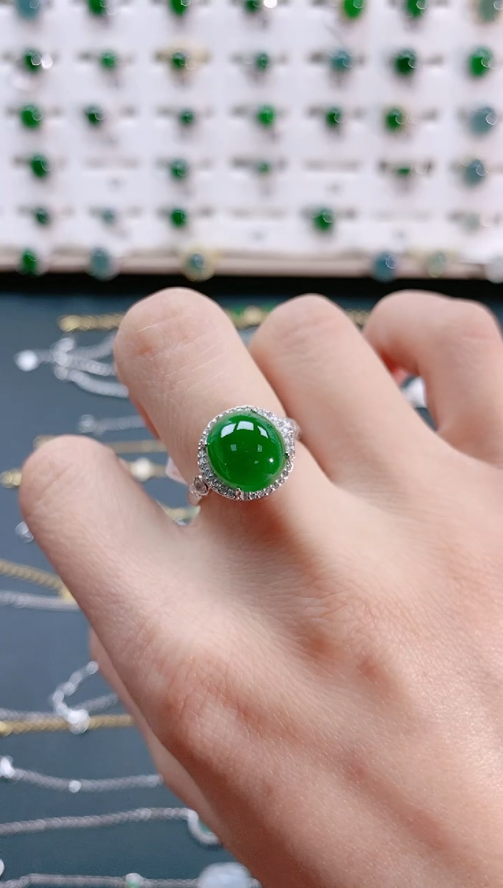 【闪购商品】翡翠戒指银S925镶嵌天然翡翠