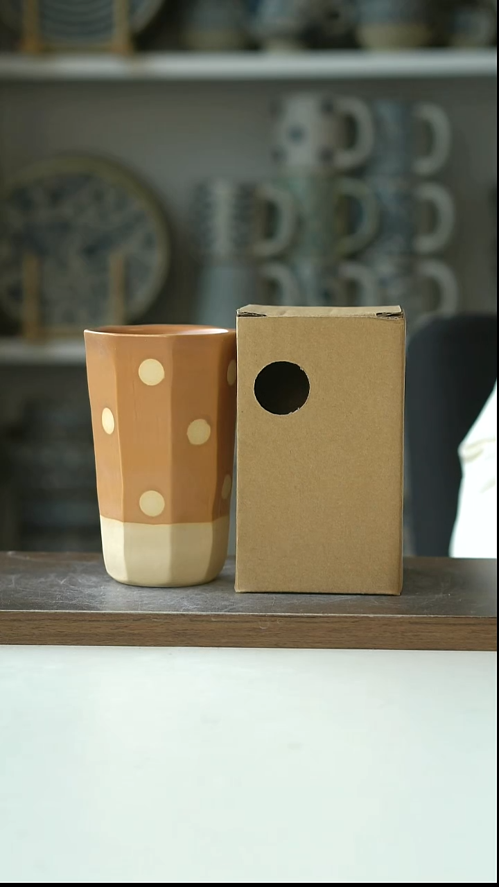 陶出日焦糖星河波点手握杯220ml@4-2@微瑕