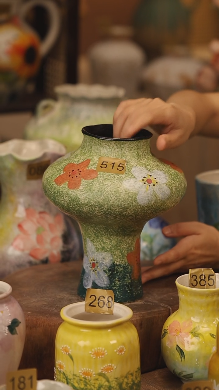 陶瓷515景德镇设计师手作花器摆件侘寂风