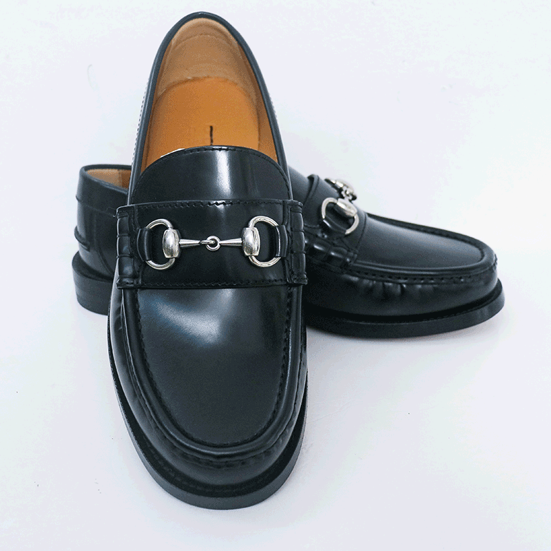 未使用 GUCCI/古驰 休闲舒适百搭商务经典银色马衔扣黑色乐福鞋