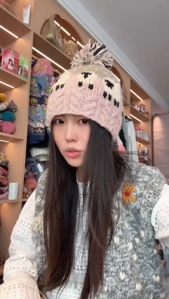 羊毛粉灰羊 羊毛帽