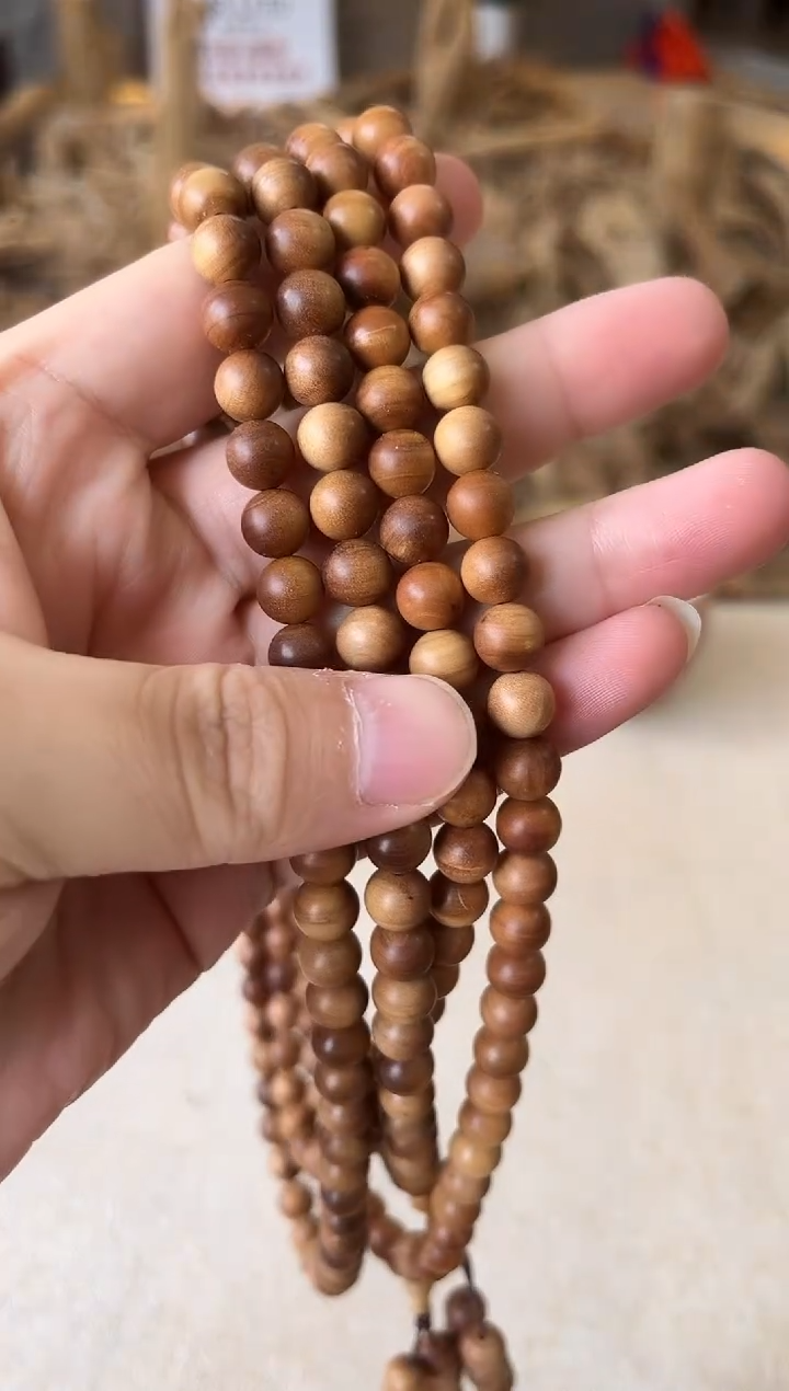 檀香木把件正区老山檀 0.8*108颗 横纹 沉水 微瑕 奶香奶甜