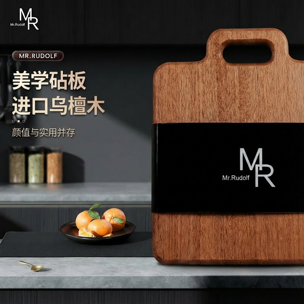 如道夫乌檀木整木菜板抗菌家用实木加厚切菜板砧板