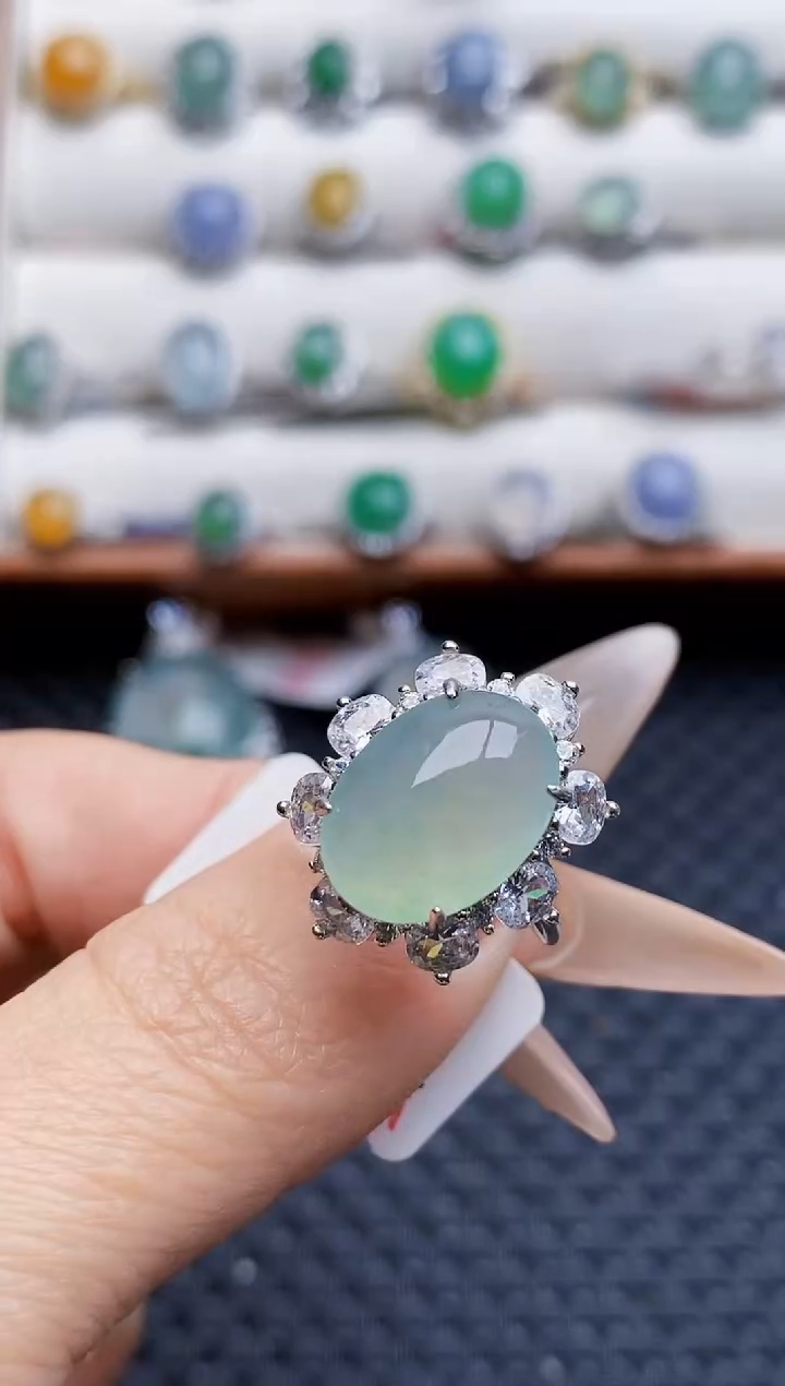 银S925镶嵌戒指翡翠2584