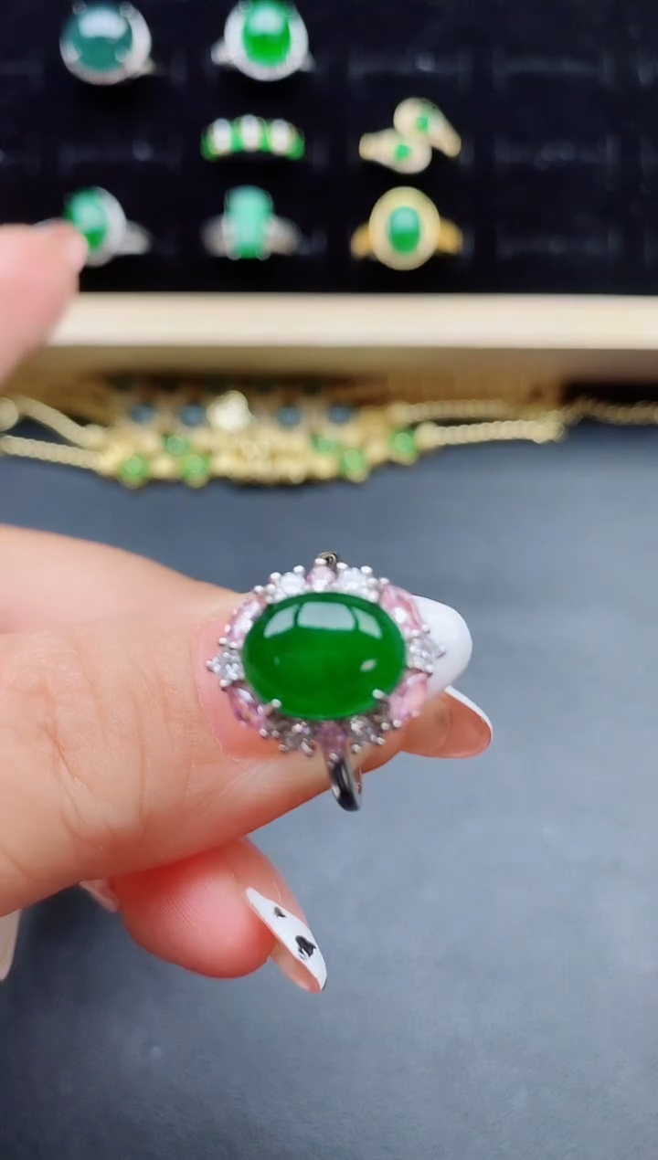 【闪购商品】翡翠银S925镶嵌戒指321321