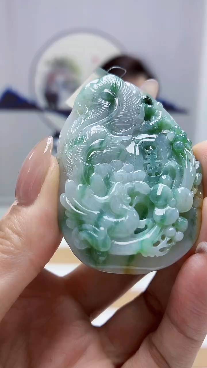 未镶嵌定制翡翠5160MM-毛货挂件33