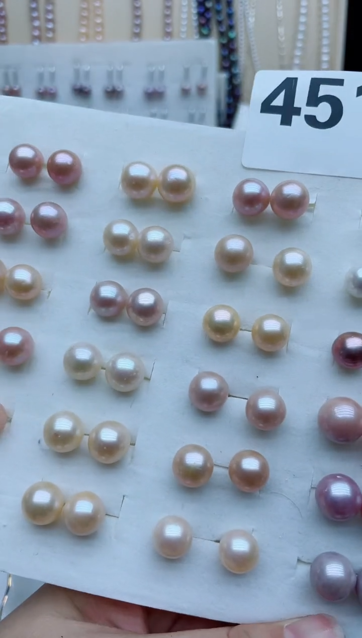 银S925镶嵌淡水珍珠耳饰耳钉多样性发其一