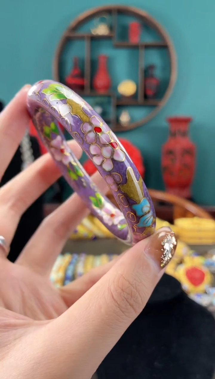 非遗手工景泰蓝镯子z紫色