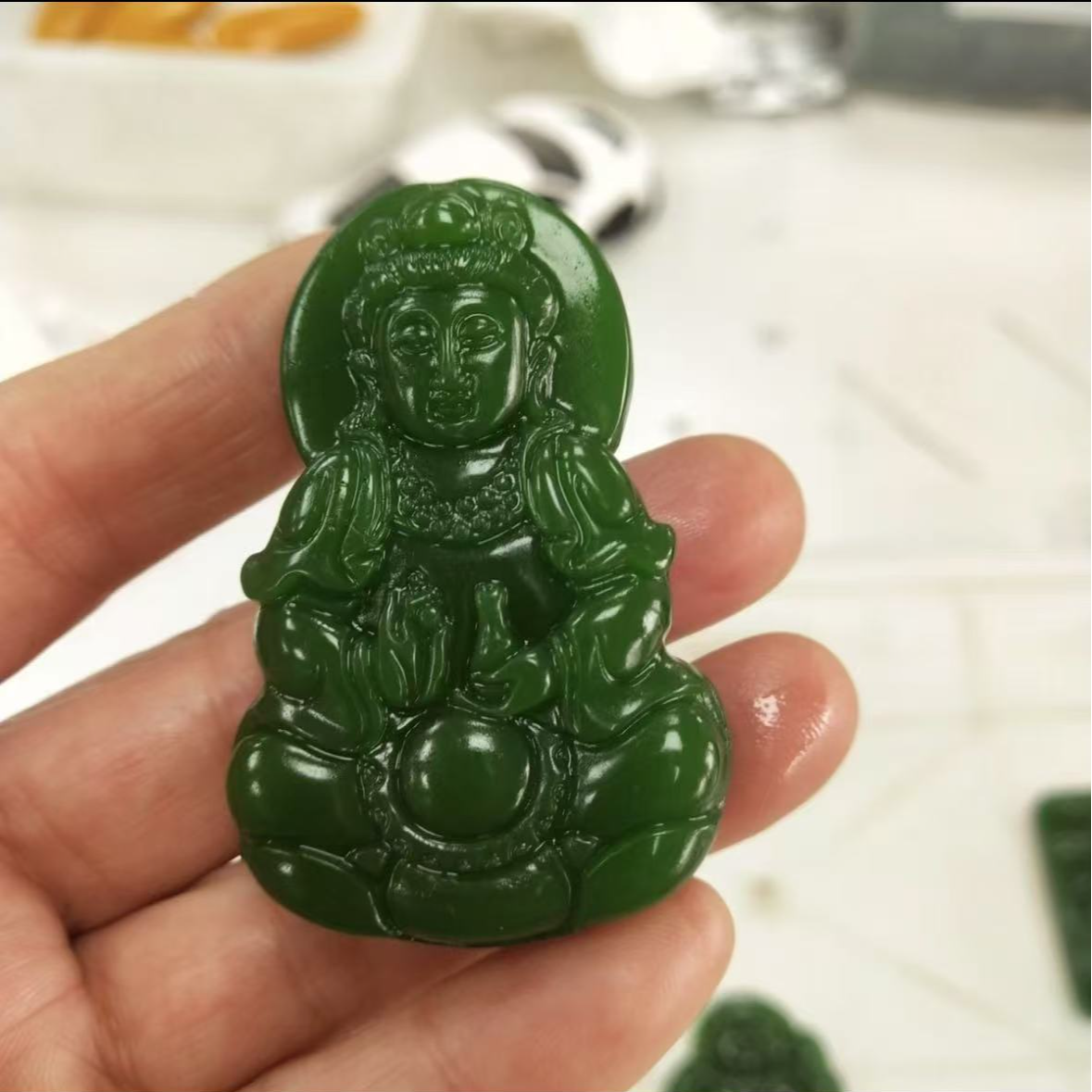 俄罗斯菠菜绿正装观音吊坠 HT05 2