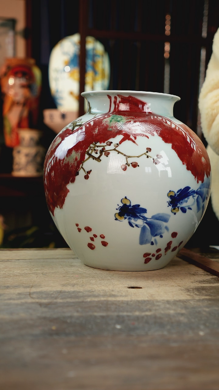 【闪购商品】瓷片景德镇纯手工釉下彩精品花瓶