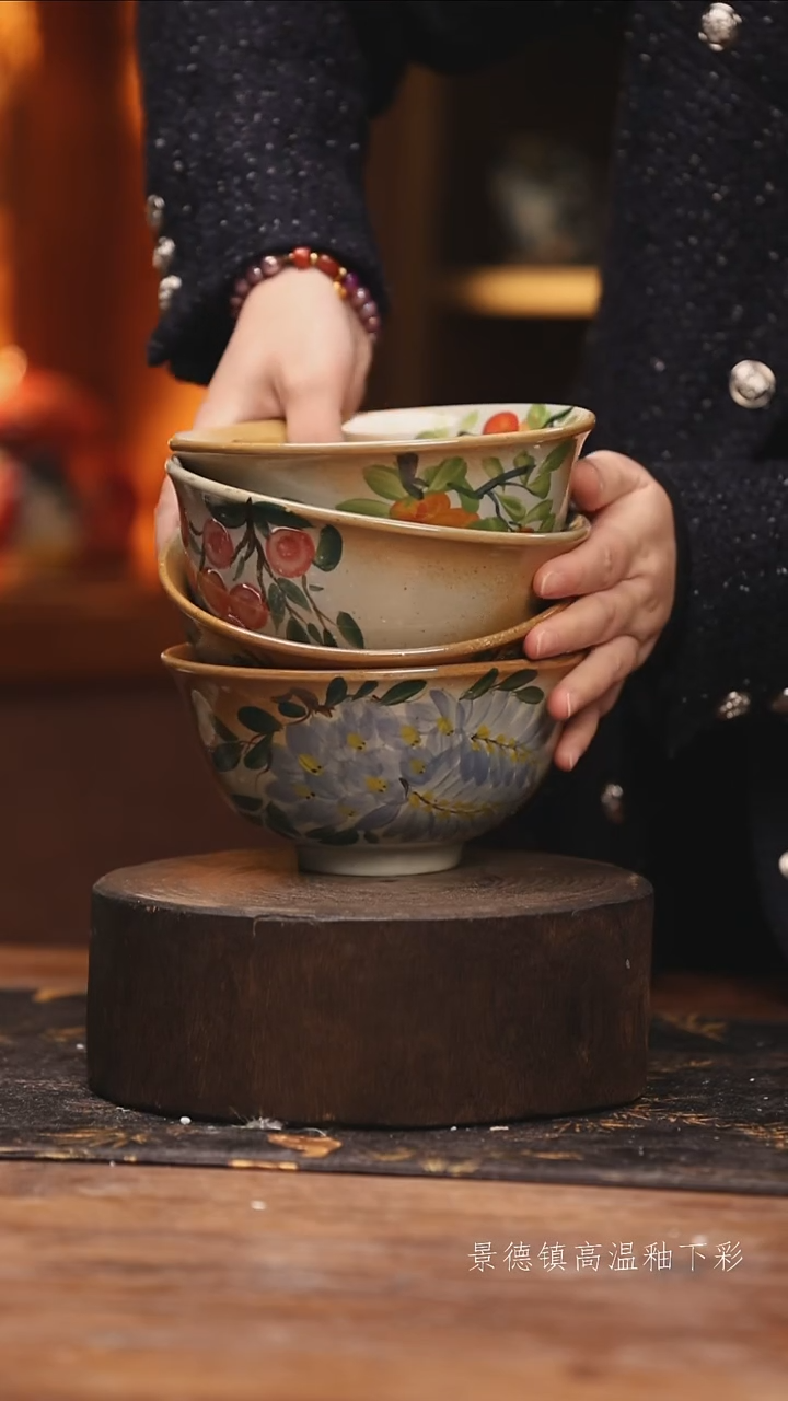 陶瓷景德镇高温釉下手绘陶瓷