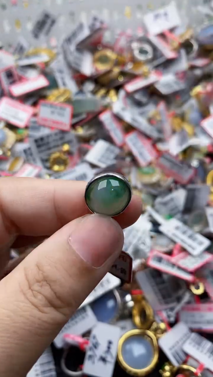 翡翠银S925镶嵌戒指88888---7