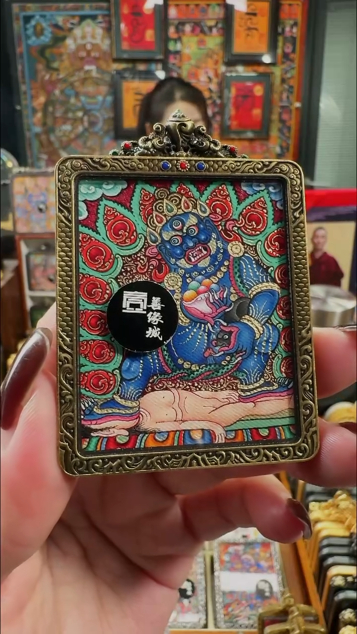 吊坠 壹善缘城手绘唐卡黑C