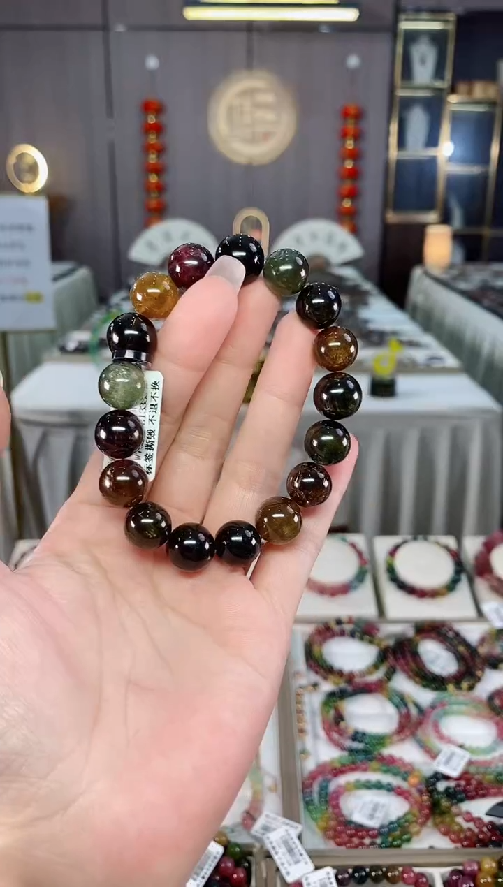 收藏级老矿碧玺单圈手串12mm+未镶嵌碧玺多样性发一条hon