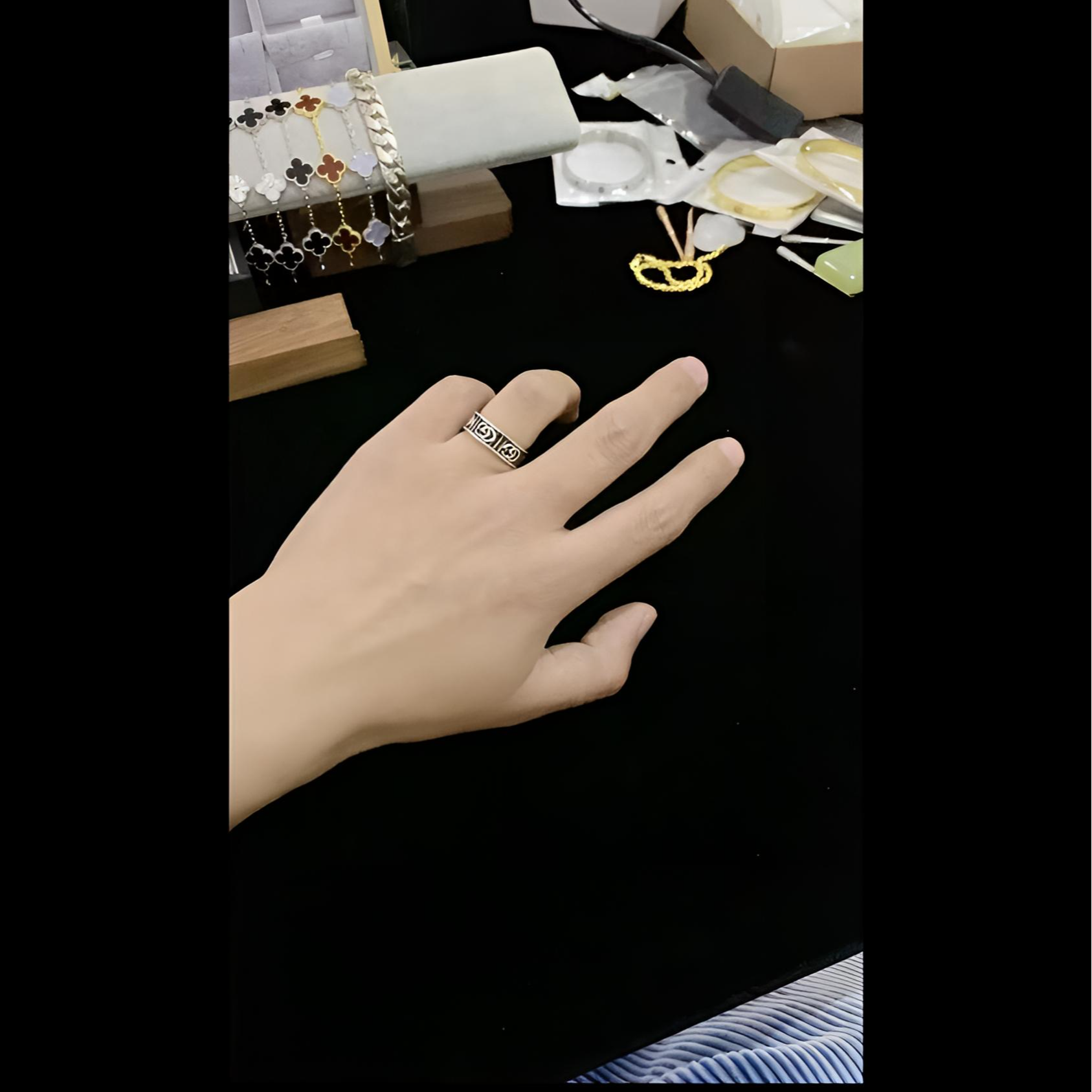 合金陶瓷戒指 QRSHOUSHI  男士复古古家做旧齿轮戒指