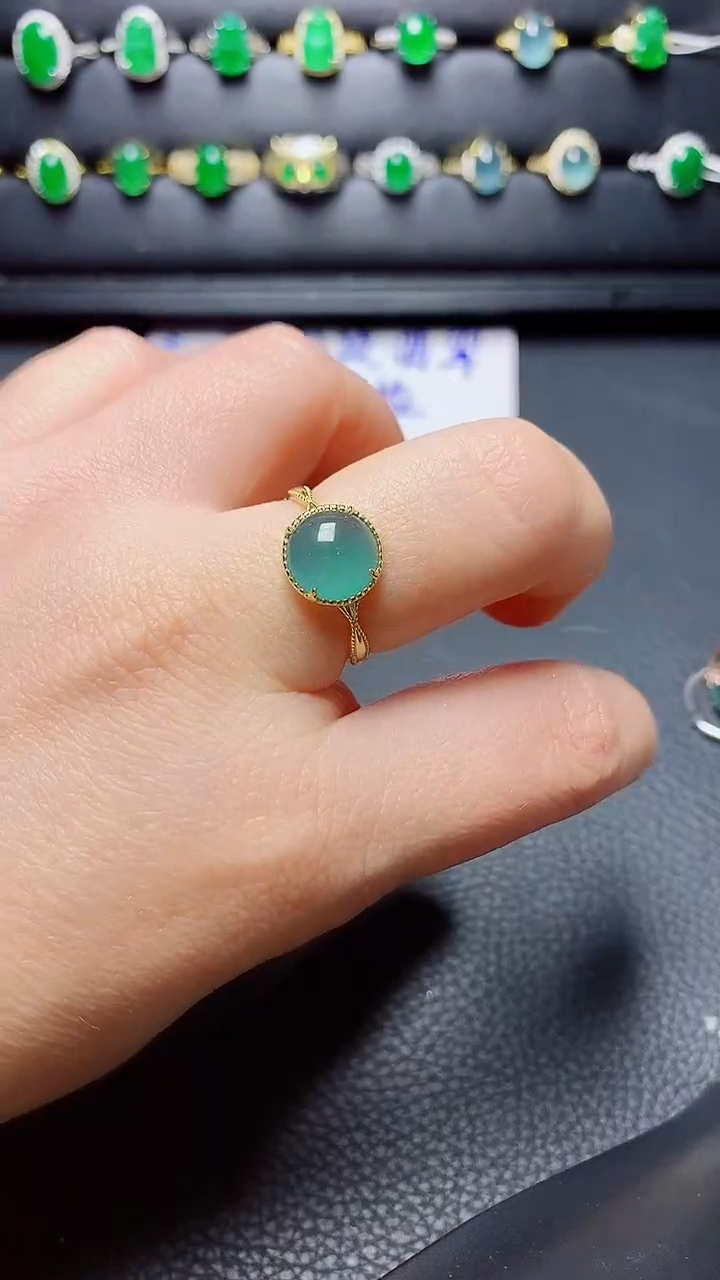 银S925镶嵌戒指翡翠天然翡翠A货s925银镶