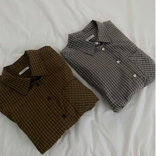 lelen A250812209 韩国代购“椿野初见”复古格调格子衬衫 249