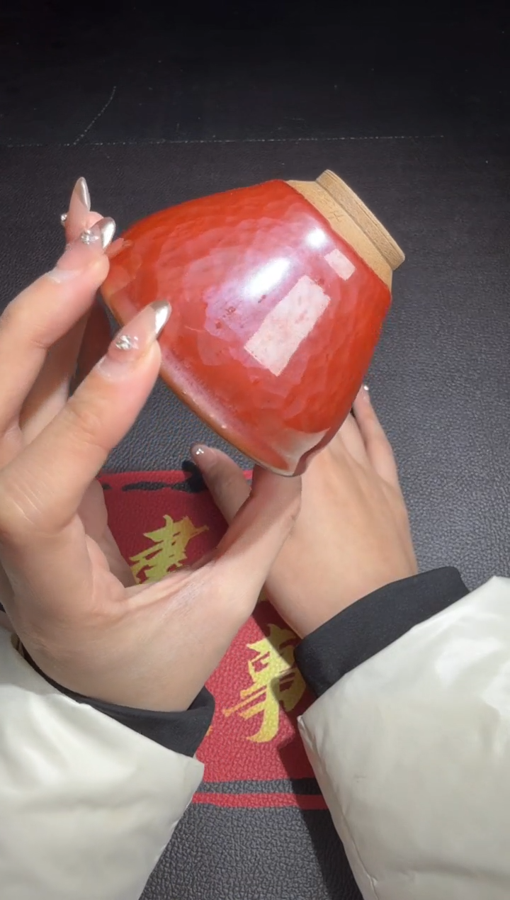 茶盏廖设生柿红祥云16