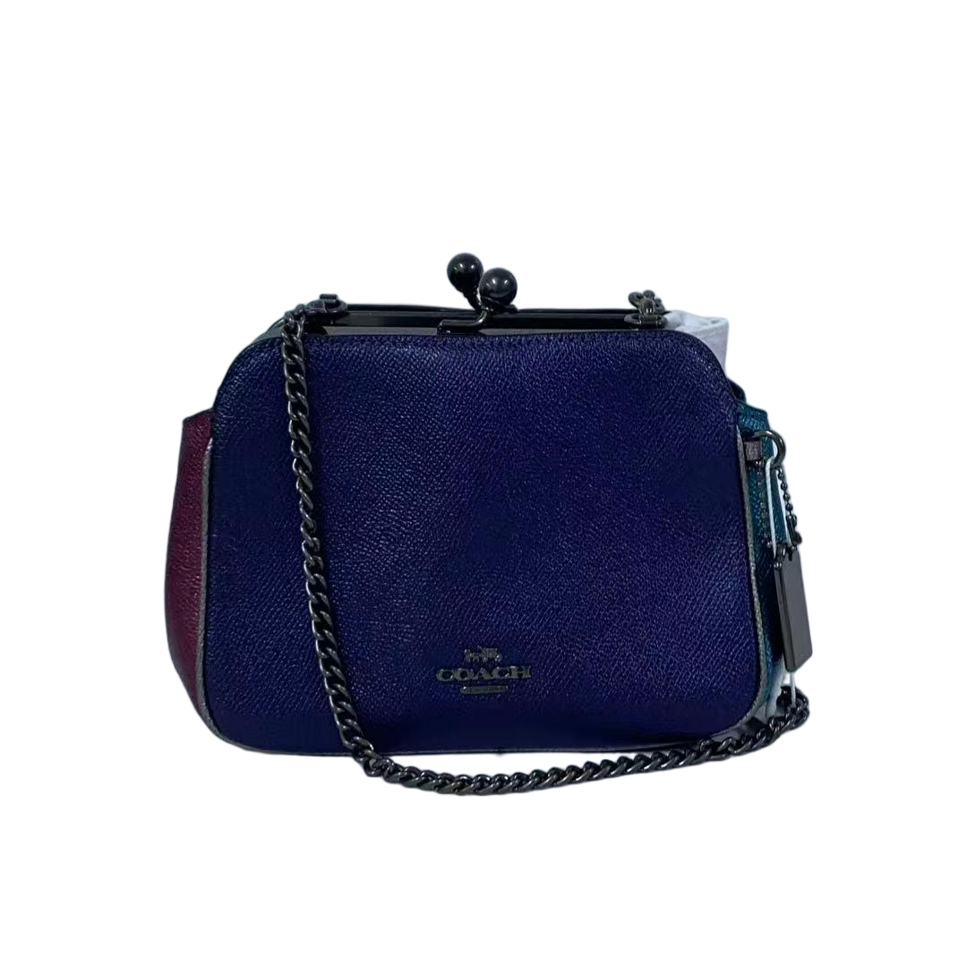 95新 COACH/蔻驰 珠光色拼皮手提斜挎包链条包 AF-11518-B