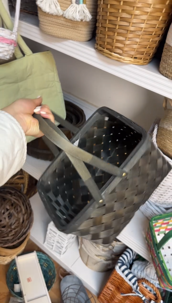 草*籽微瑕捡漏黑色水杉木双提篮