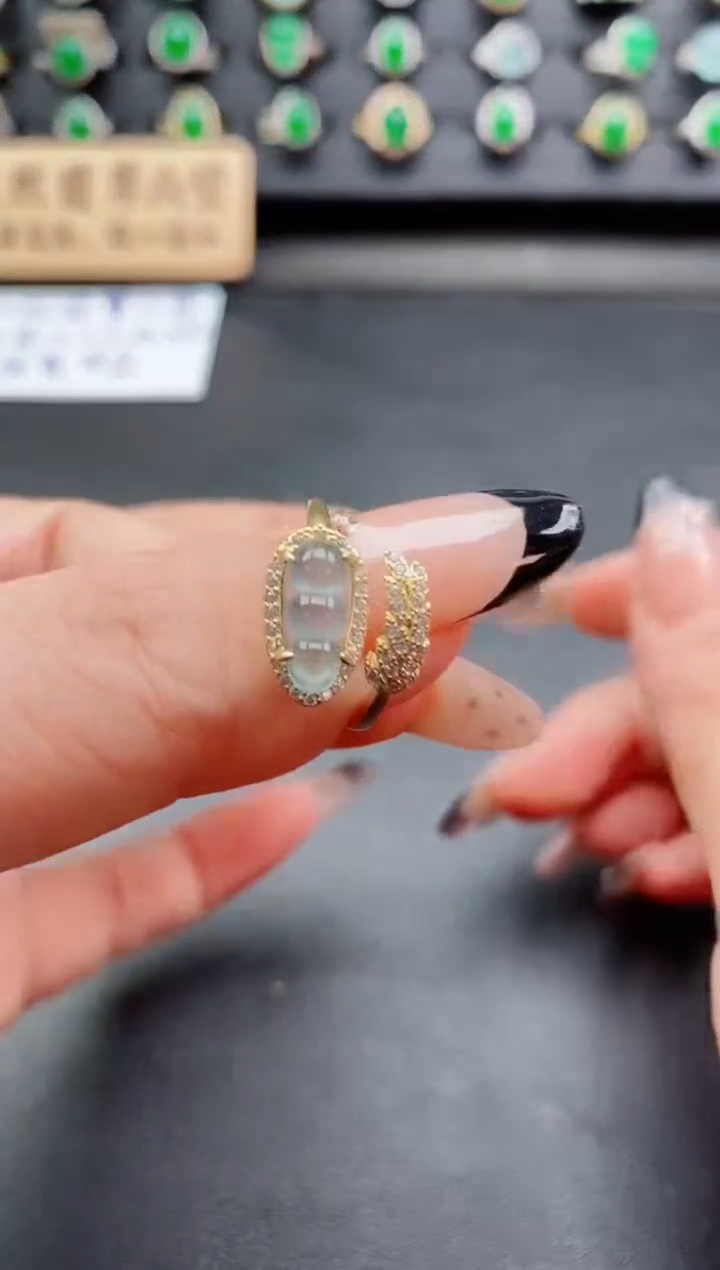 银S925镶嵌戒指翡翠1