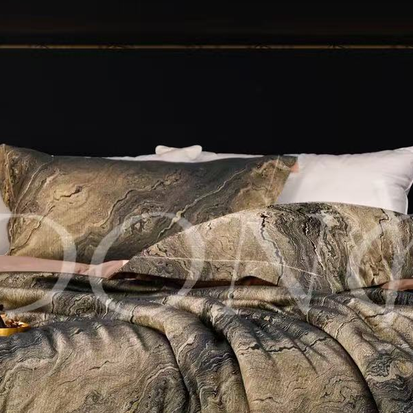 XDONGY（冬云家纺）48*74精密贡缎 流星皓月黑金 枕套一对装