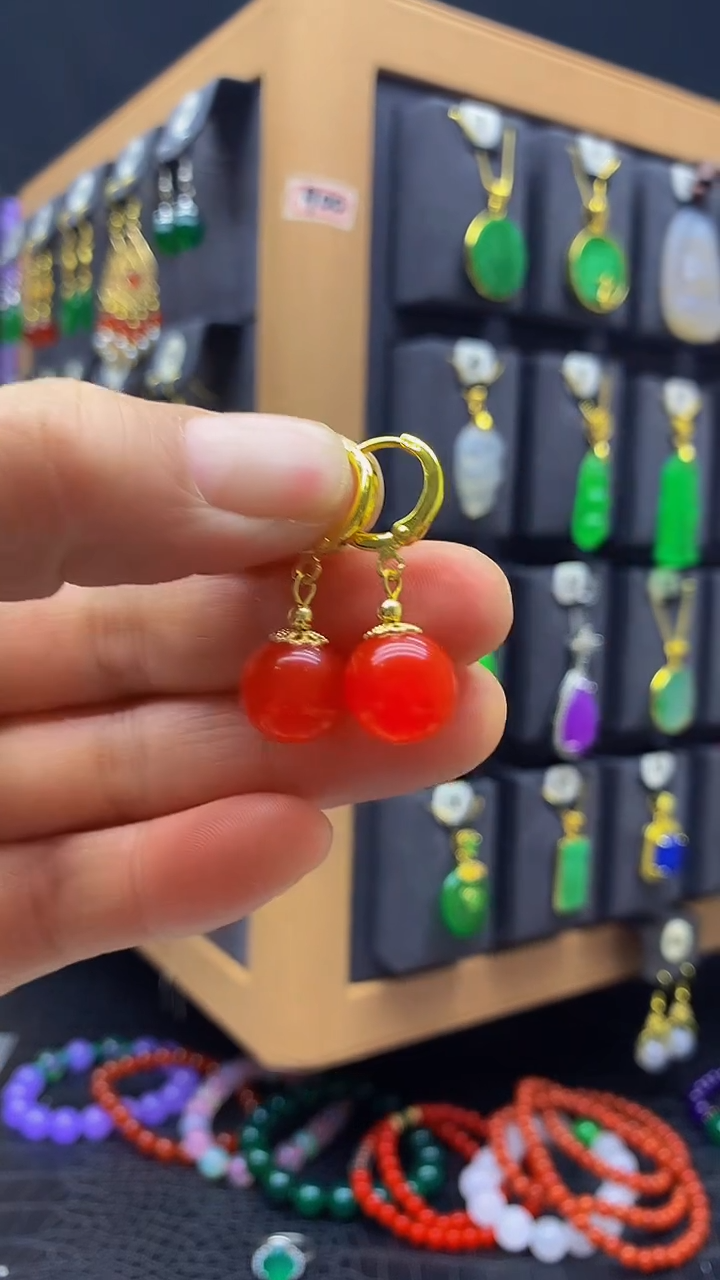 【闪购商品】玛瑙/玉髓耳环未镶嵌耳坠