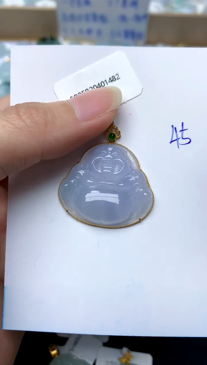 【闪购商品】翡翠颈饰18K金镶嵌45天然A货翡翠