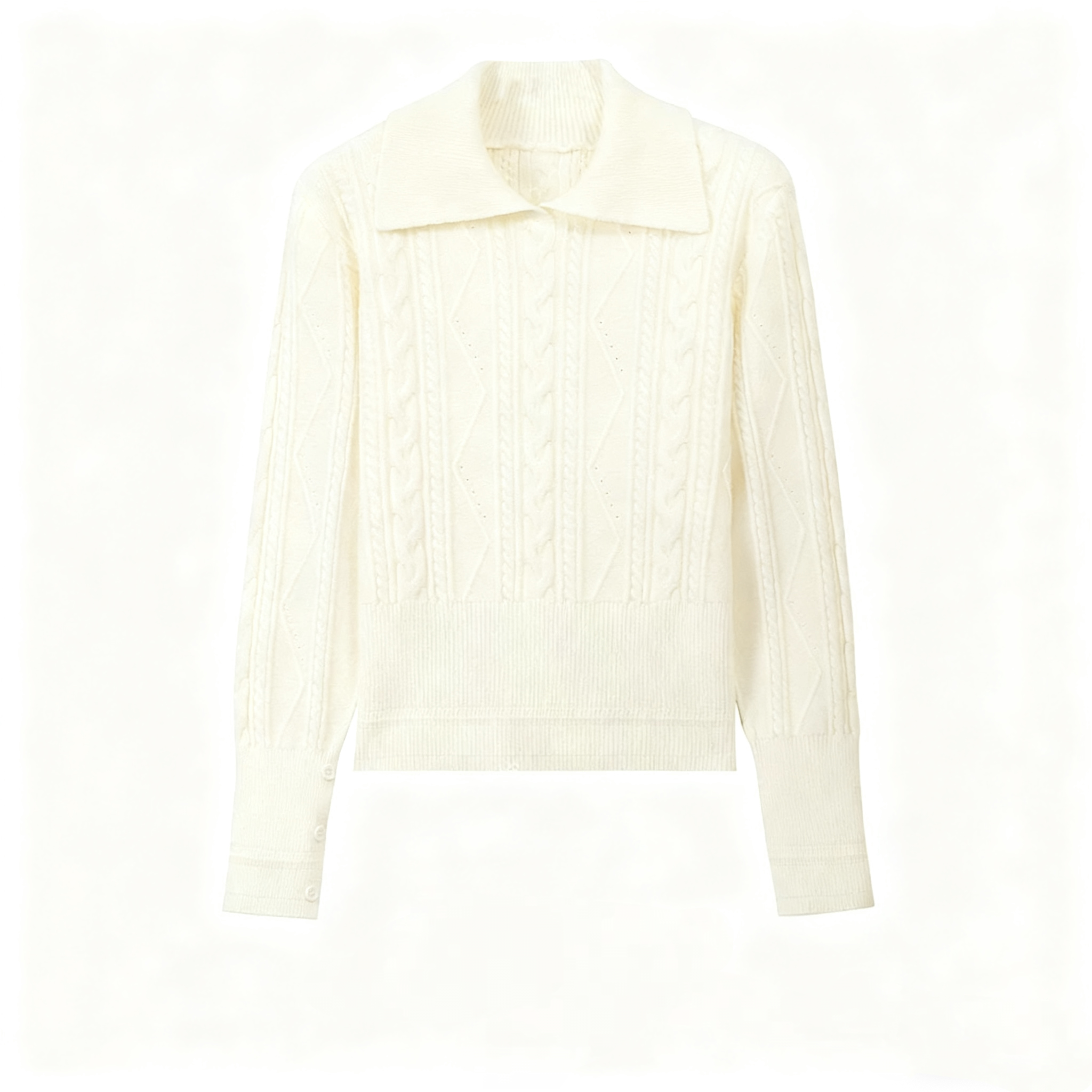 2025秋冬新款polo翻领套头麻花针织衫加厚简约内搭高腰长袖上衣女