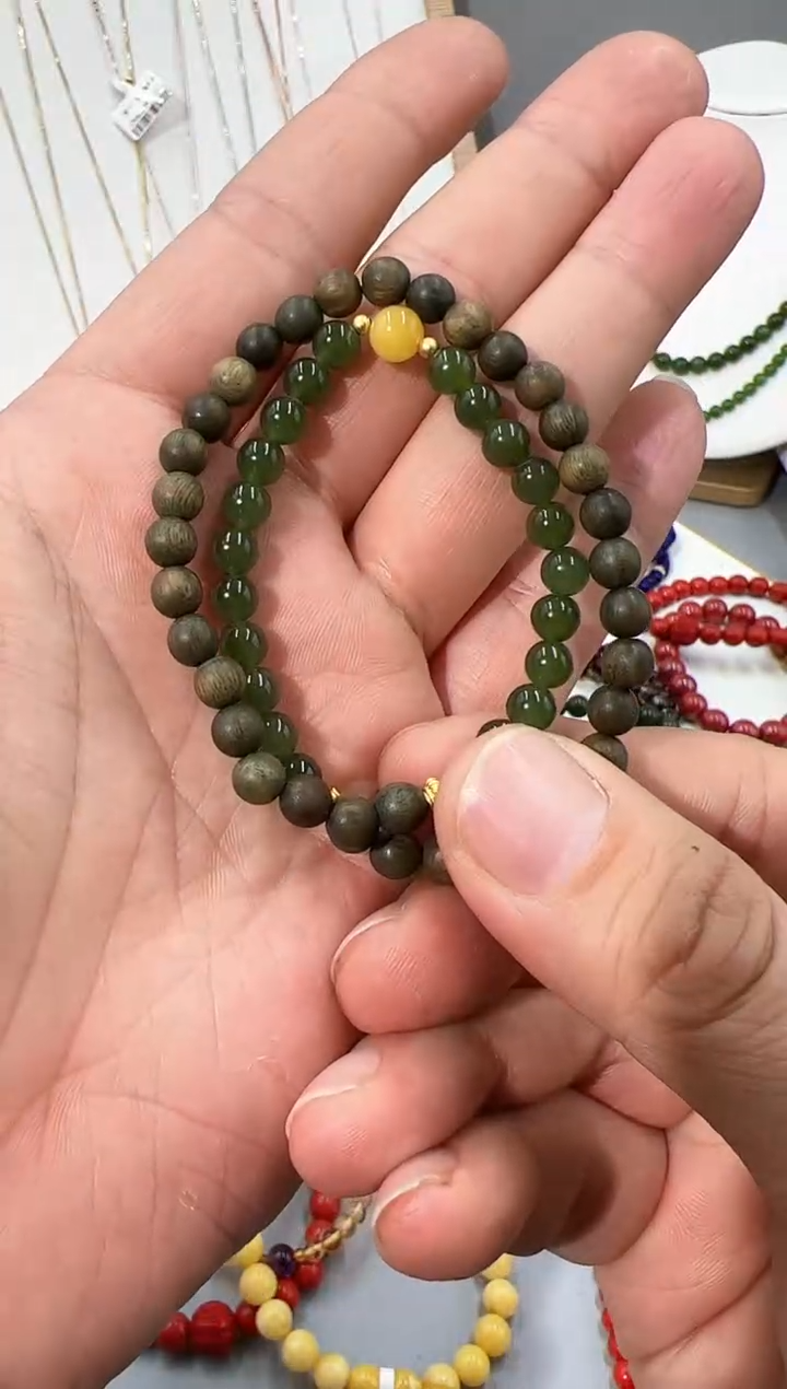 【闪购商品】和田玉手串未镶嵌和田碧玉双圈手串