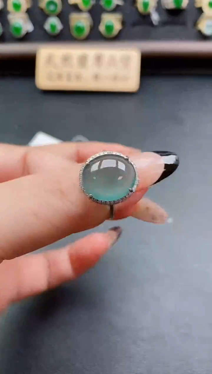 银S925镶嵌戒指翡翠1