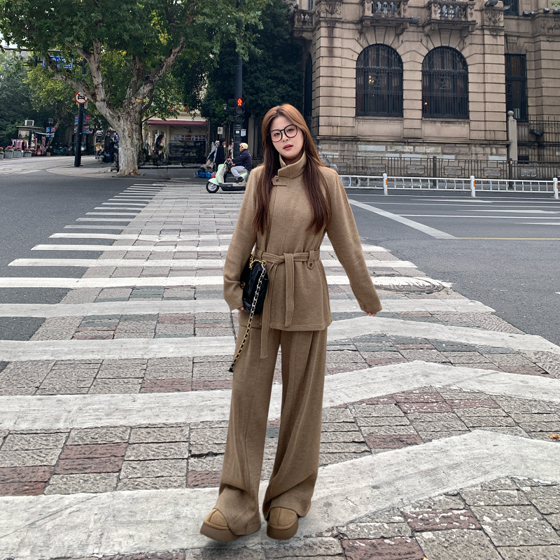 盈盈&南岛风大码女装冬季女加厚针织上衣外套胖mm休闲套装ZYY2688