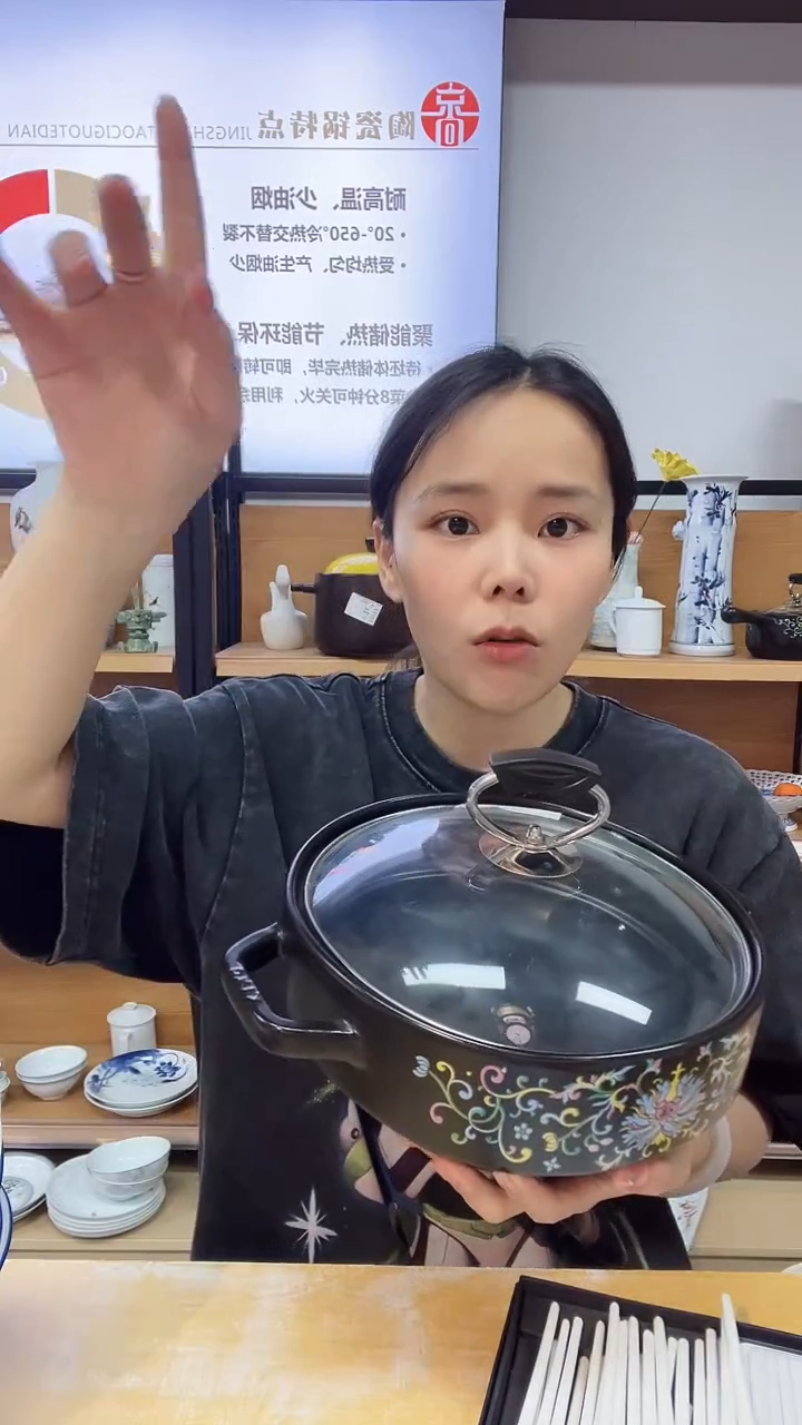 瓷片一个三升的珐琅的陶瓷锅