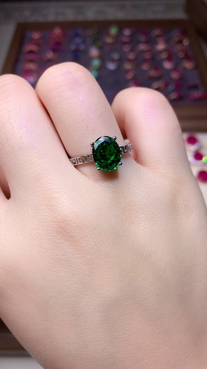 【闪购商品】透辉石戒指银S925镶嵌0000