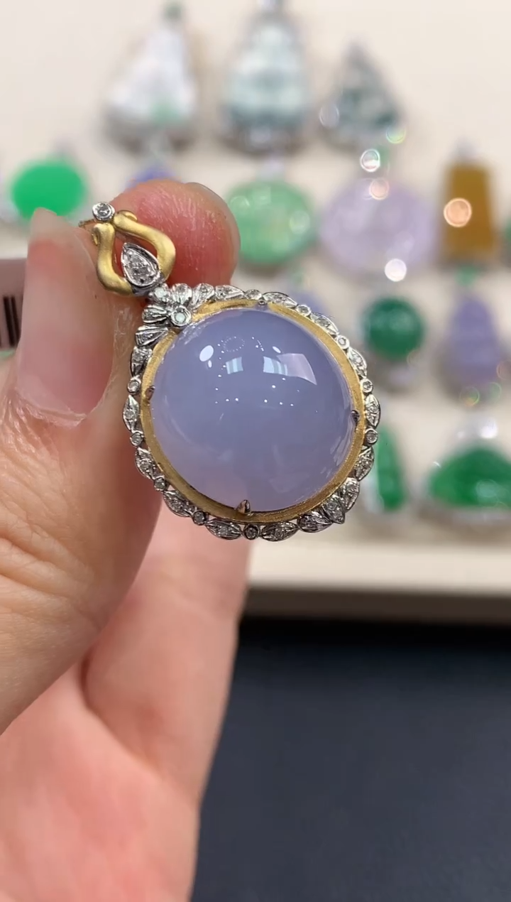 【闪购商品】翡翠吊坠(不含链)18K金镶嵌B172有色差