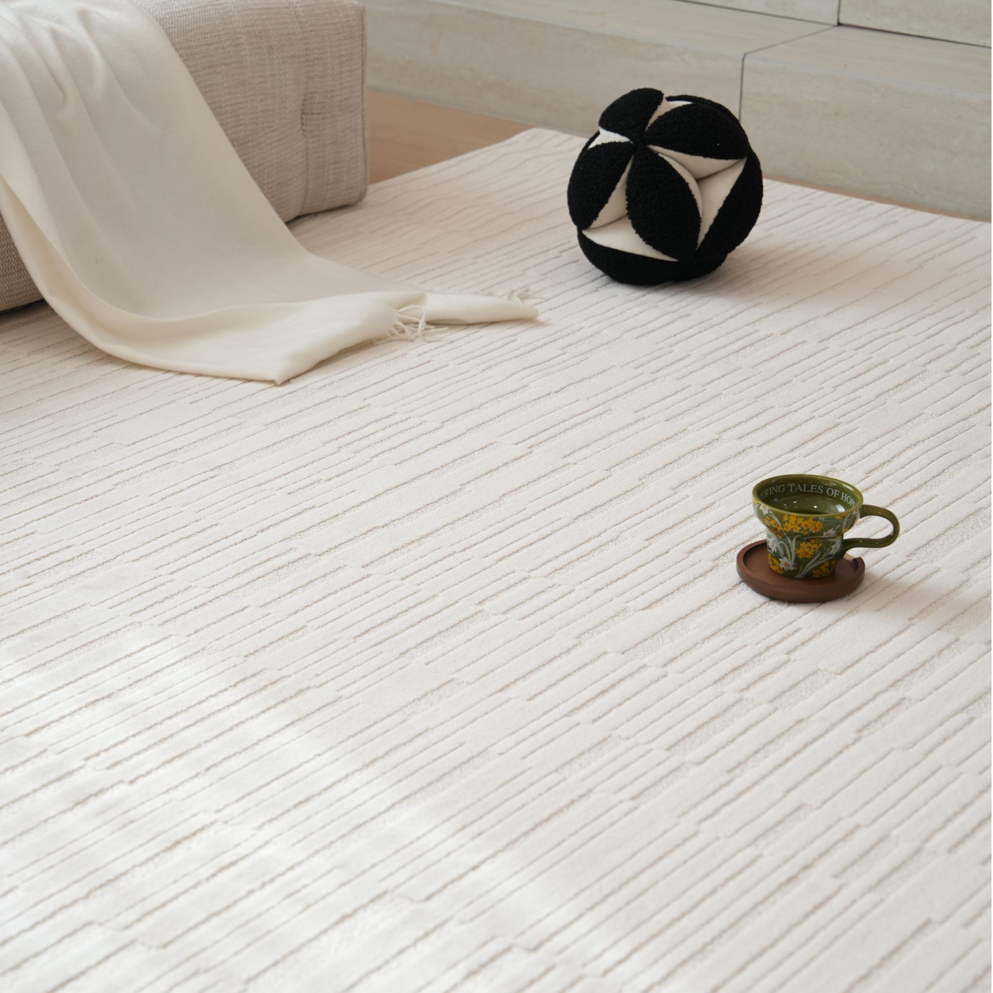 2026新款加厚2代硅藻丝客厅地毯意式轻奢极简条纹沙发卧室毯高级