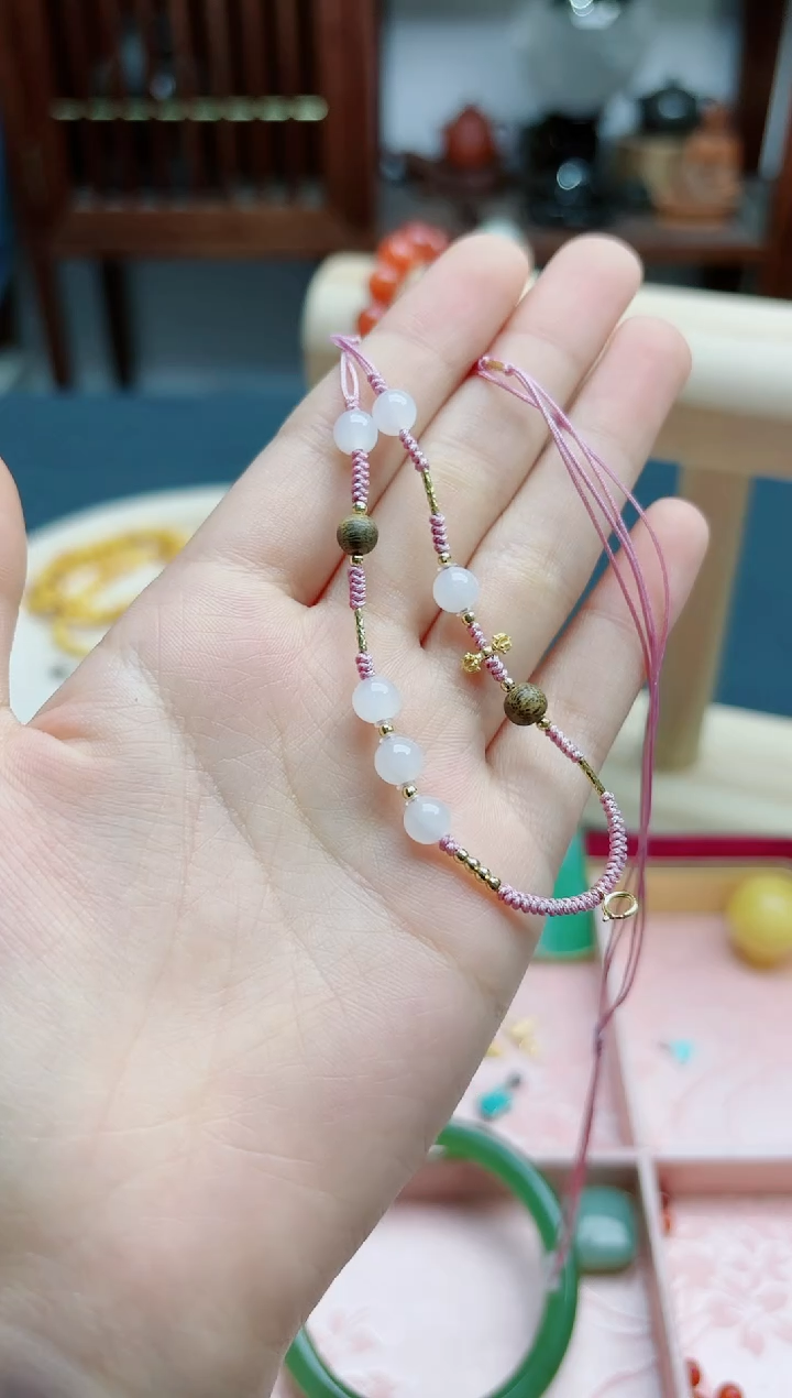 和田玉18K金镶嵌颈饰18K金和田玉颈饰*1 ZX