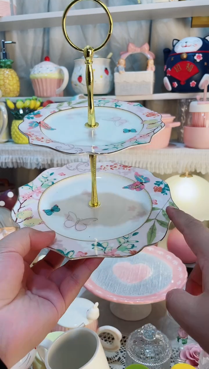 【闪购商品】瓷片双层点心盘 发货快质量好 