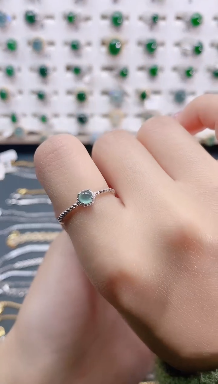 【闪购商品】翡翠戒指银S925镶嵌天然翡翠