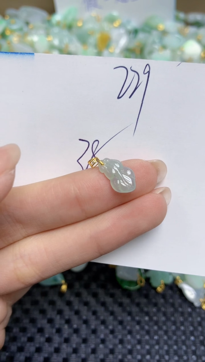 【闪购商品】翡翠颈饰18K金镶嵌天然缅甸A货翡翠