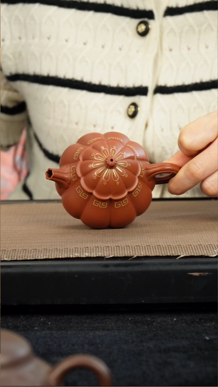 茶壶紫砂生砂朱泥筋纹文旦150