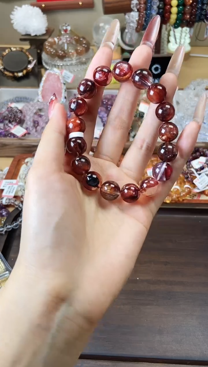 【闪购商品】水晶手串未镶嵌12.5mm红胶花