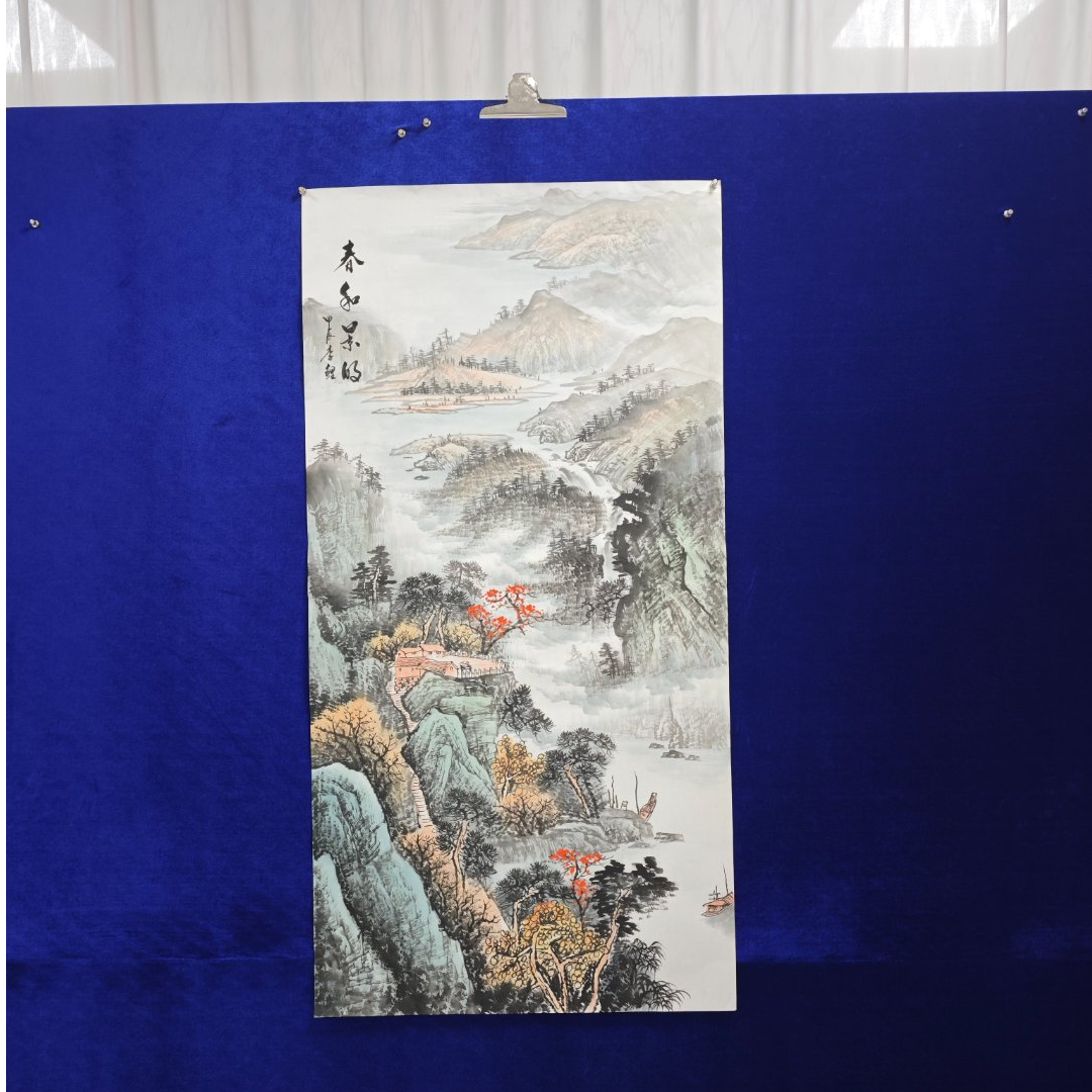 春和景明y李鲤 手绘作品画芯尺寸138cm*70cm