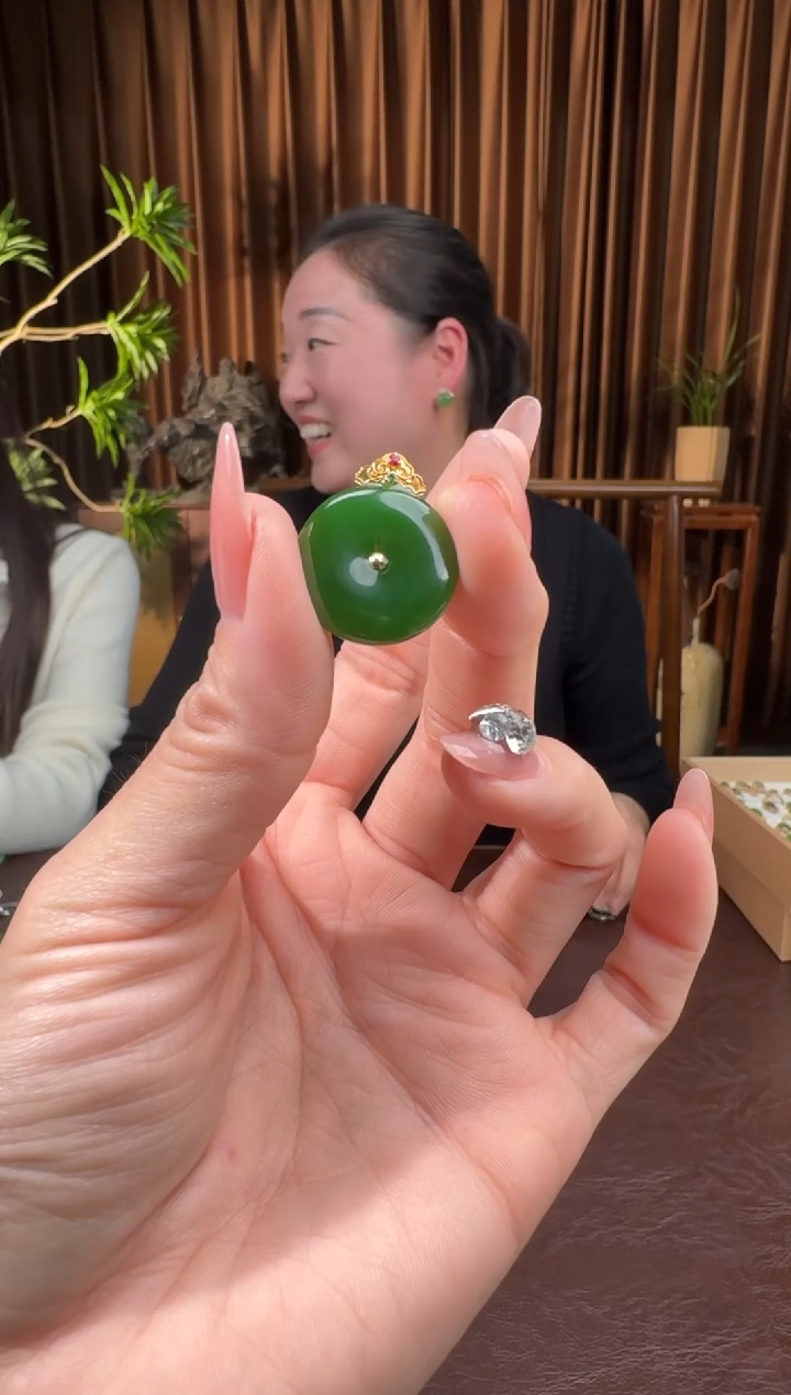 颈饰18K金镶嵌和田玉41赵玉11.27多样性拍一发一