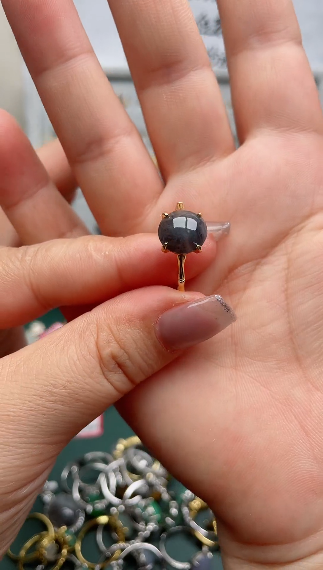 翡翠戒指银S925镶嵌.