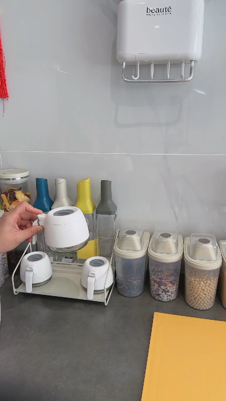 【闪购商品】瓷奶油白3个装玻璃调味罐