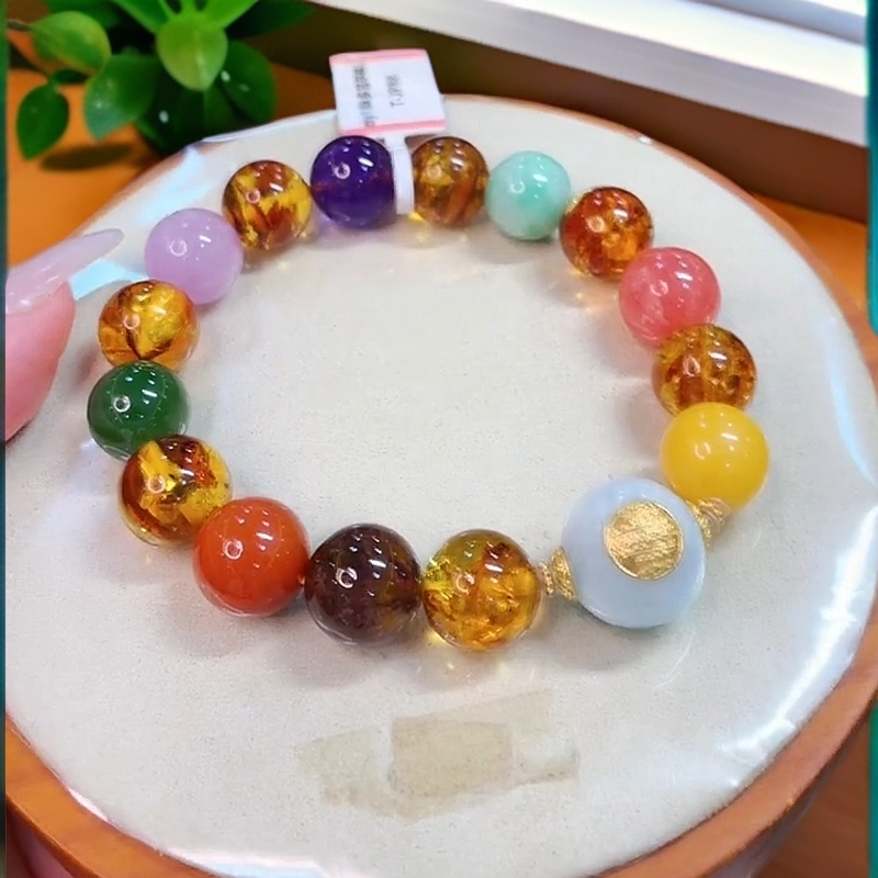 【主播推荐】18k金花珀手链@ZY50114042@