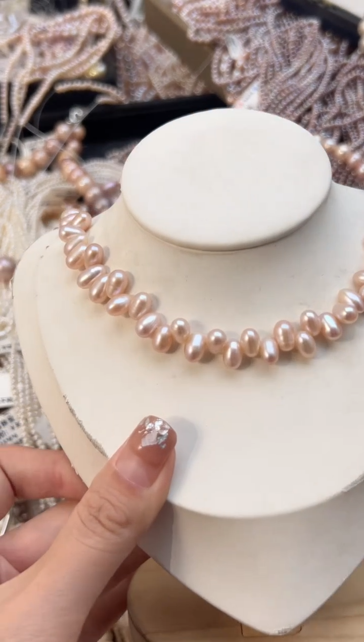 未镶嵌淡水珍珠17花瓣*强光珍珠项链（无核）