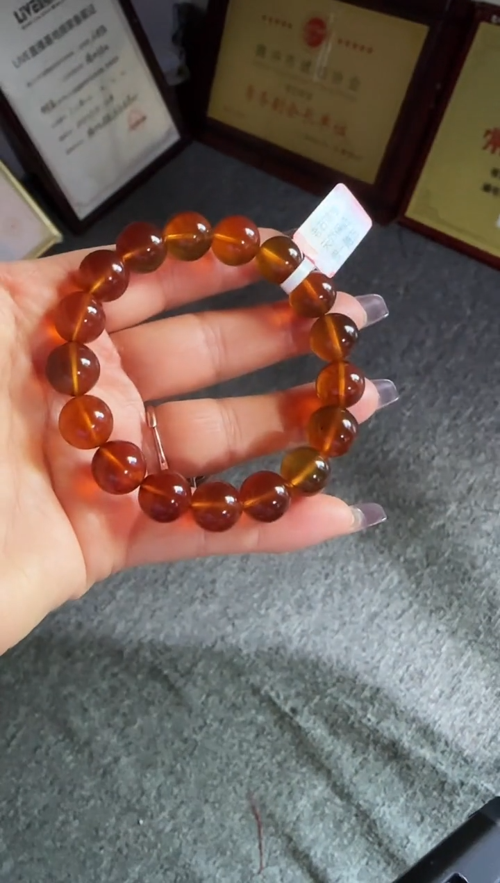 手串琥珀未镶嵌#7缅甸琥珀紫罗兰手串12mm