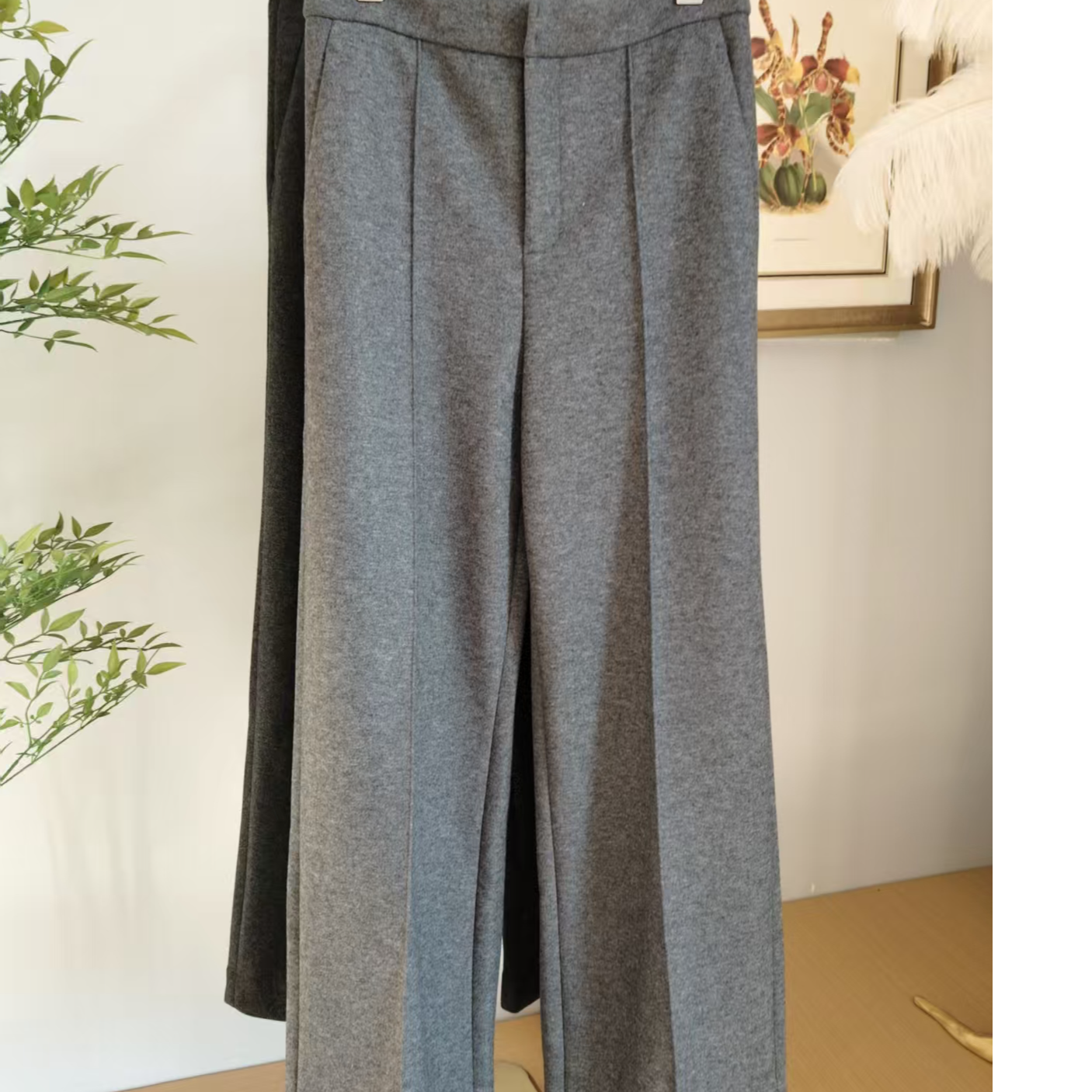 三色加厚羊毛休闲西装直筒裤